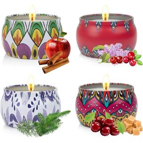 Christmas Scented Candles for Women - 4.4 oz Large Soy Candles for Home Scented, 8% Essential Oil Long-Lasting Aromatherapy Candles for Holidays Such as Thanksgiving, Christmas, New Year.