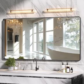 Hasipu Black Bathroom Mirror for Wall, 60 x 30 Inch Metal Framed Bathroom Mirrors for Over Sink, Rectangle Bathroom Vanity Mirror, Anti-Rust, Tempered Glass, Horizontal or Vertical