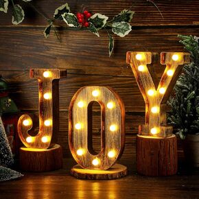 3 قطع من أضواء الحروف LED الفرح لعيد الميلاد علامات الحروف الأبجدية حرف عتيق يعمل بالبطارية ديكور خفيف لحفلات أعياد الميلاد والمنزل وحفلات عيد الميلاد وحفلات الزفاف، J، O، Y in Kuwait