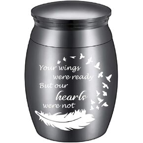 CREATCABIN Human Small Keepsake Urns for Human Ashes Mini Cremation Urns Stainless Steel Memorial Ashes Holder Share Urn Miniature Burial Funeral Jar 1.6 x 1.2Inch(Silver)-My Grandpa My Angel Fishing