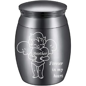 CREATCABIN Human Small Keepsake Urns for Human Ashes Mini Cremation Urns Stainless Steel Memorial Ashes Holder Share Urn Miniature Burial Funeral Jar 1.6 x 1.2Inch(Silver)-My Grandpa My Angel Fishing