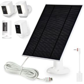 KAROTTO Solar Panel Charger Compatible with Ring Stick Up Cam Battery and Ring Spotlight Cam Battery Battery,Output 3.8W/6V Barrel Plug with USB C Adapter (2PACK)