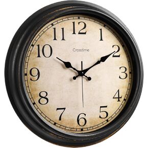 18 Inch Vintage Large Wall Clock for Living Room Decor,Battery Operated Silent Non-Ticking Retro Classic Clocks for Kitchen Fireplace Home Office,House Warming Gifts,Bronze