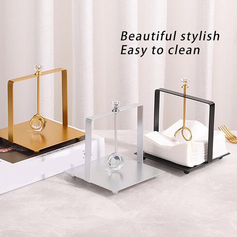 Tissting Napkin Holder 13.5 x 13.5 x 15cm Metal Napkin Dispenser with Elegant Handle, Modern Square Paper Napkin Holder for Restaurant Bar Office Hotel Cafe (Black) in Saudi Arabia