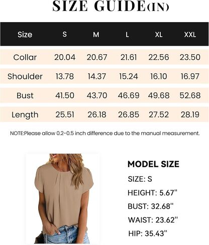 PRETTYGARDEN Women's Tops 2024 Casual Summer Round Neck Short Sleeve Basic Pleated Loose Fit Blouses Plain Tunic Shirts in Saudi Arabia