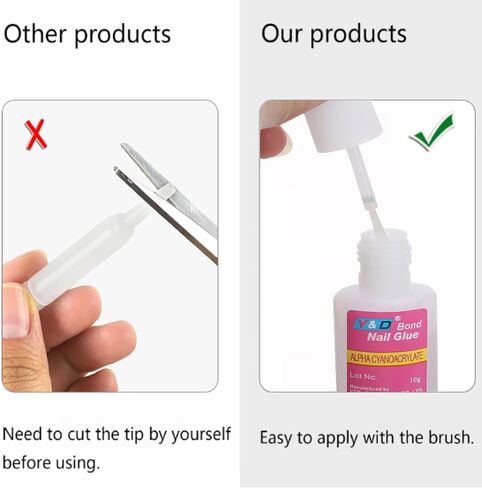 6PCS Brush on Nail Glue for Acrylic Nail Tips, Long Lasting Nail Glue Adhesive Super Bond (10g/pc) in Saudi Arabia