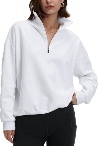 PrettyGuide Women's Lightweight Quarter Zip Oversized Sweatshirts Long Sleeve Fleece Pullover in Kuwait