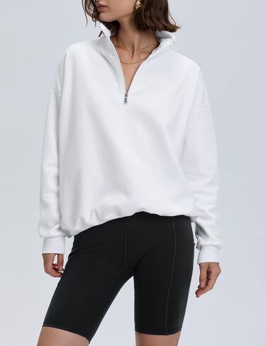 PrettyGuide Women's Lightweight Quarter Zip Oversized Sweatshirts Long Sleeve Fleece Pullover in Kuwait