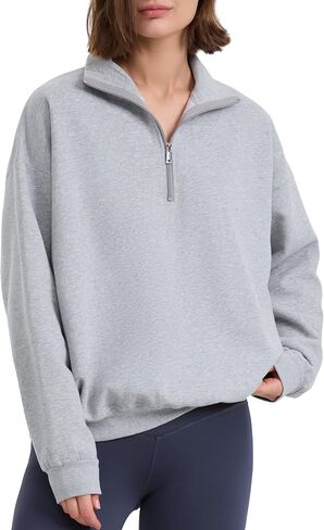 PrettyGuide Women's Lightweight Quarter Zip Oversized Sweatshirts Long Sleeve Fleece Pullover in Kuwait