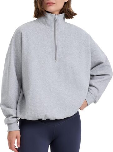 PrettyGuide Women's Lightweight Quarter Zip Oversized Sweatshirts Long Sleeve Fleece Pullover in Kuwait