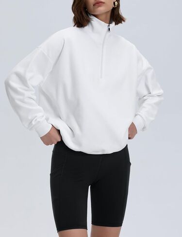 PrettyGuide Women's Lightweight Quarter Zip Oversized Sweatshirts Long Sleeve Fleece Pullover in Kuwait
