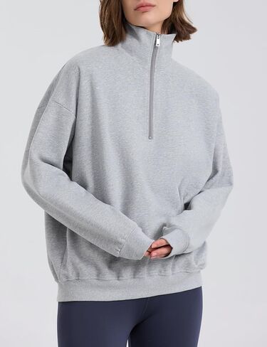 PrettyGuide Women's Lightweight Quarter Zip Oversized Sweatshirts Long Sleeve Fleece Pullover in Kuwait