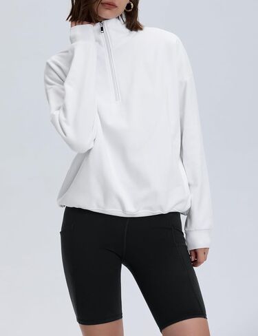 PrettyGuide Women's Lightweight Quarter Zip Oversized Sweatshirts Long Sleeve Fleece Pullover in Kuwait