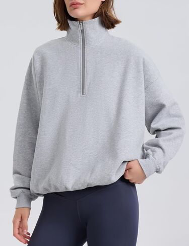 PrettyGuide Women's Lightweight Quarter Zip Oversized Sweatshirts Long Sleeve Fleece Pullover in Kuwait