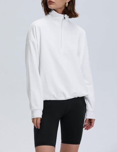 PrettyGuide Women's Lightweight Quarter Zip Oversized Sweatshirts Long Sleeve Fleece Pullover in Kuwait