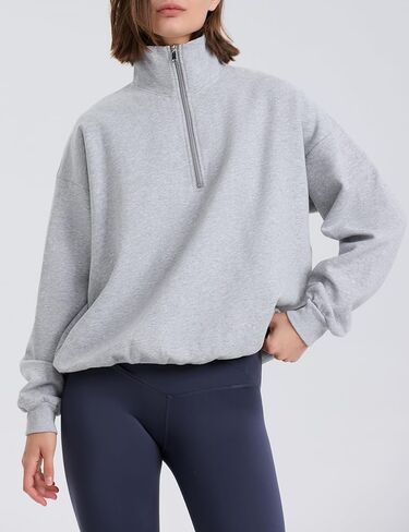 PrettyGuide Women's Lightweight Quarter Zip Oversized Sweatshirts Long Sleeve Fleece Pullover in Kuwait