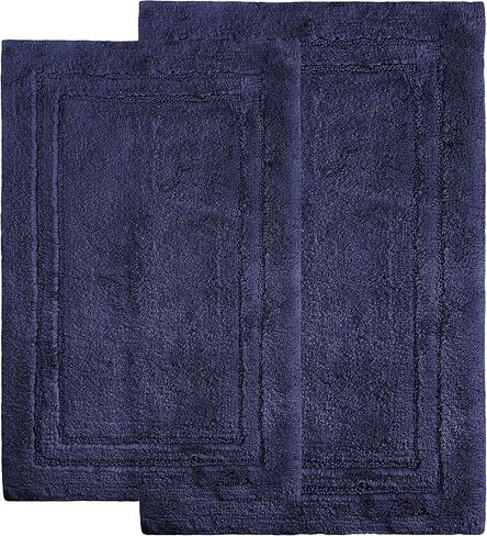 طقم سجادة حمام متفوقة غير قابلة للانزلاق مكونة من قطعتين، قطيفة للغاية وناعمة وذات قدرة على الامتصاص مصنوعة من القطن الممشط بنسبة 100% - مجموعة سجادة حمام بيضاوية تقليدية، أزرق فاتح in Kuwait