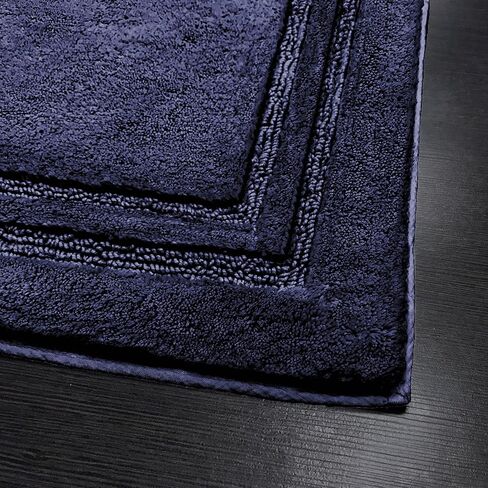 طقم سجادة حمام متفوقة غير قابلة للانزلاق مكونة من قطعتين، قطيفة للغاية وناعمة وذات قدرة على الامتصاص مصنوعة من القطن الممشط بنسبة 100% - مجموعة سجادة حمام بيضاوية تقليدية، أزرق فاتح in Kuwait