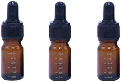 قوارير زجاجات من الزجاج الكهرماني المتدرج من QUUPY مكونة من 3 قطع مع غطاء مطاطي أسود وماصة قطارة زجاجية لتخزين العطور والزيوت العطرية والسوائل in Kuwait