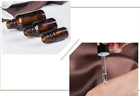 قوارير زجاجات من الزجاج الكهرماني المتدرج من QUUPY مكونة من 3 قطع مع غطاء مطاطي أسود وماصة قطارة زجاجية لتخزين العطور والزيوت العطرية والسوائل in Kuwait