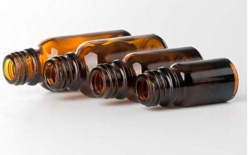 قوارير زجاجات من الزجاج الكهرماني المتدرج من QUUPY مكونة من 3 قطع مع غطاء مطاطي أسود وماصة قطارة زجاجية لتخزين العطور والزيوت العطرية والسوائل in Kuwait