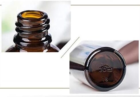 قوارير زجاجات من الزجاج الكهرماني المتدرج من QUUPY مكونة من 3 قطع مع غطاء مطاطي أسود وماصة قطارة زجاجية لتخزين العطور والزيوت العطرية والسوائل in Kuwait