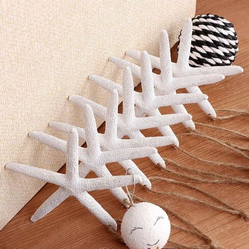 AerWo 20pcs 4 Inches White Artificial Resin Starfish with Rope, Hanging Finger Star Fish DIY Craft Beach Wedding Decorations Beach Christmas Ornaments, 4inch in Saudi Arabia