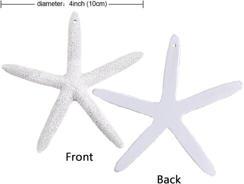 AerWo 20pcs 4 Inches White Artificial Resin Starfish with Rope, Hanging Finger Star Fish DIY Craft Beach Wedding Decorations Beach Christmas Ornaments, 4inch in Saudi Arabia
