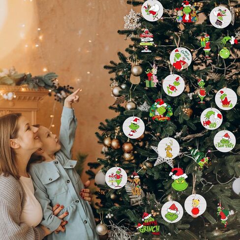 زينة عيد الميلاد 24 قطعة، زينة شجرة عيد الميلاد في الهواء الطلق الحلي الخشبية لشجرة عيد الميلاد ديكور الشتاء الموسمي ديكور المنزل الداخلي in Kuwait