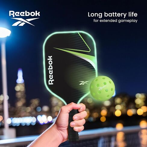 Reebok - LED Pickleball Set for 2, Includes 2 Fiberglass Paddles with 5" Cushion Grip and 2 Light-Up Balls, Perfect for Night Play (Red) in Saudi Arabia