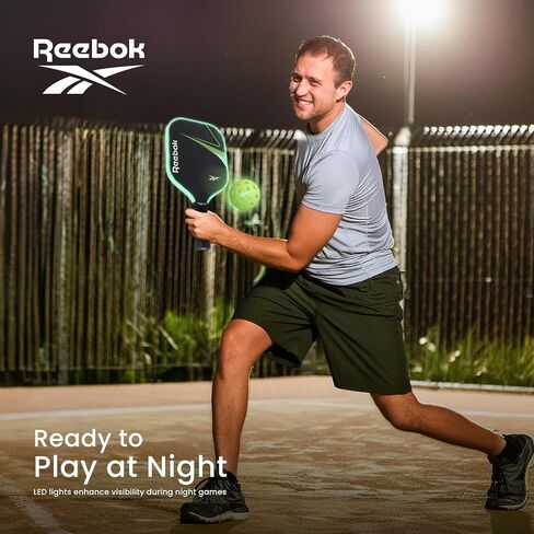 Reebok - LED Pickleball Set for 2, Includes 2 Fiberglass Paddles with 5" Cushion Grip and 2 Light-Up Balls, Perfect for Night Play (Red) in Saudi Arabia