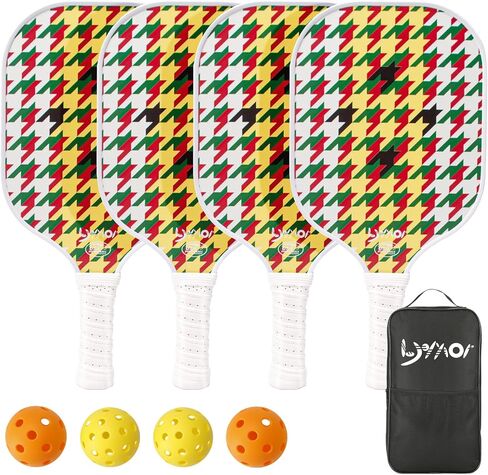 مجموعة مجاديف Pickleball من 2/4 مجموعة مجداف كرة مخلل معتمدة من الولايات المتحدة الأمريكية، مضارب كرة مخلل سطحية خفيفة الوزن من الألياف الزجاجية مع كرة وحقيبة كرة مخلل للمبتدئين المحترفين in Saudi Arabia