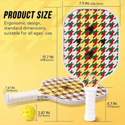 مجموعة مجاديف Pickleball من 2/4 مجموعة مجداف كرة مخلل معتمدة من الولايات المتحدة الأمريكية، مضارب كرة مخلل سطحية خفيفة الوزن من الألياف الزجاجية مع كرة وحقيبة كرة مخلل للمبتدئين المحترفين in Saudi Arabia