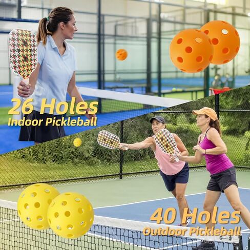 مجموعة مجاديف Pickleball من 2/4 مجموعة مجداف كرة مخلل معتمدة من الولايات المتحدة الأمريكية، مضارب كرة مخلل سطحية خفيفة الوزن من الألياف الزجاجية مع كرة وحقيبة كرة مخلل للمبتدئين المحترفين in Saudi Arabia