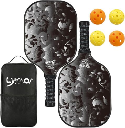 مجموعة مجاديف Pickleball من 2/4 مجموعة مجداف كرة مخلل معتمدة من الولايات المتحدة الأمريكية، مضارب كرة مخلل سطحية خفيفة الوزن من الألياف الزجاجية مع كرة وحقيبة كرة مخلل للمبتدئين المحترفين in Saudi Arabia