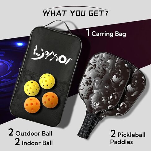 مجموعة مجاديف Pickleball من 2/4 مجموعة مجداف كرة مخلل معتمدة من الولايات المتحدة الأمريكية، مضارب كرة مخلل سطحية خفيفة الوزن من الألياف الزجاجية مع كرة وحقيبة كرة مخلل للمبتدئين المحترفين in Saudi Arabia