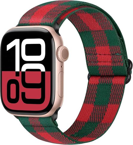 شريط مطاطي من النايلون لعيد الميلاد من Runostrich متوافق مع Apple Watch 38mm 40mm 41mm 42mm 44mm 45mm 49mm، حزام بديل رياضي قابل للتعديل لساعة Apple Watch Ultra 2/Ultra، iWatch 9/8/7/SE/6/5/4/3/2/1 in Kuwait