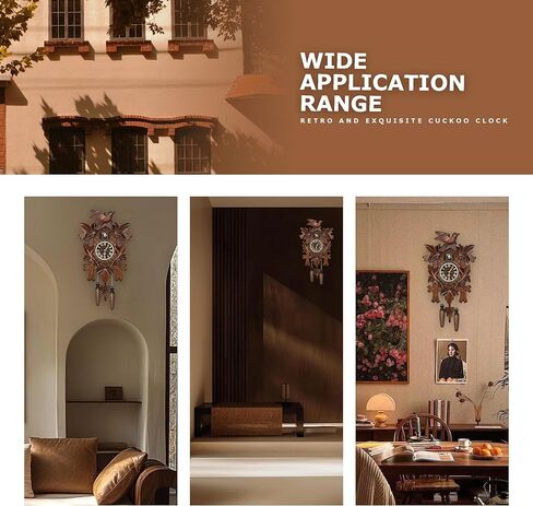 Brown Handcrafted Cuckoo Wall Clock with Silent Movement, with Pendulum and Chiming Function, Classic Vintage Wooden Design, 18.11 x 9.84 x 3.94 inches in Saudi Arabia