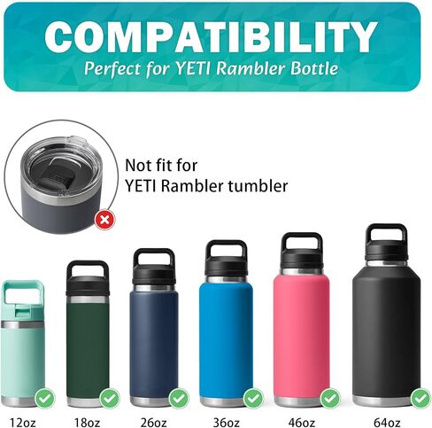 Spout Lid for Yeti Rambler 12/18/26/36/46/64 Oz,Replacement Chug Cap for YETI Bottle with Wide Handle, Leakproof, BPA Free and Dishwasher Safe in Saudi Arabia