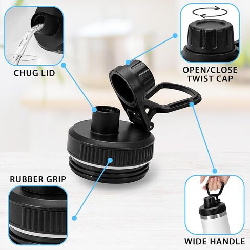 Spout Lid for Yeti Rambler 12/18/26/36/46/64 Oz,Replacement Chug Cap for YETI Bottle with Wide Handle, Leakproof, BPA Free and Dishwasher Safe in Saudi Arabia