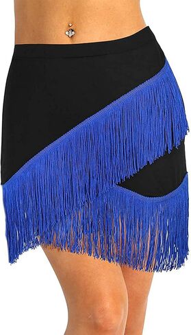 Women's Fringe Mini Dress Tassels Latin Tango Samba Salsa Dance Skirt in Saudi Arabia