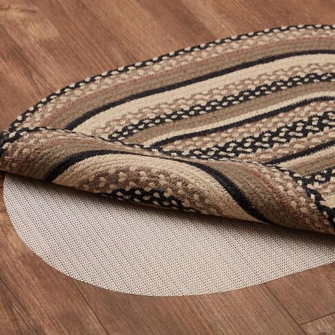 VHC العلامات التجارية Sawyer Mill الفحم الجوت نصف دائرة مخططة لهجة البساط المزرعة، مدخل المطبخ ممسحة غير قابلة للانزلاق 16.5x33- متعدد الألوان (أبيض، أسود، ورمادي / رمادي داكن) in Saudi Arabia