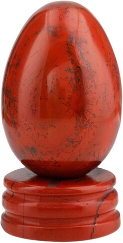 TUMBEELLUWA Carved Egg Healing Crystal Quartz with Stone Stand Reiki Figurine Home Decoration,Obsidian in Kuwait