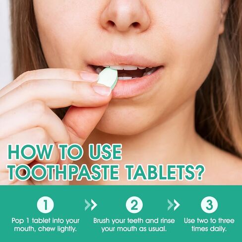 150PCS Toothpaste Tablets,Flouride Free Toothpaste Tablets,Sensitive Toothpaste Tablets,Travel Toothpaste,Hydroxyapatite Toothpaste Tablets,Peppermint Whitening Toothpaste (150) in Kuwait