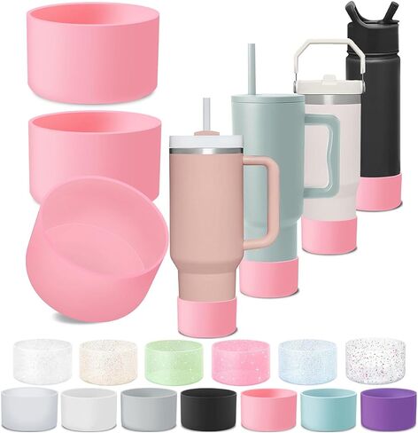 3Pcs Silicone Stanley Boot For Stanley Tumbler 30-40 Oz & IceFlow 20-30oz,Stanley Cup Boot For Hydro Flask Water Bottle 12-24oz,Stanley Boots Bottom Protector 2.8-3.0in Bottom,Stanley Cup Accessories in Saudi Arabia