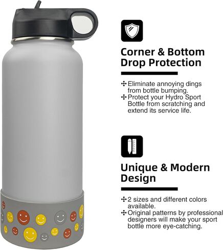 Water Bottle Boot Sleeve, Protective Silicone Boot Compatible with Hydro Flask Water Bottle (1 PC, Smiley Face) in Saudi Arabia