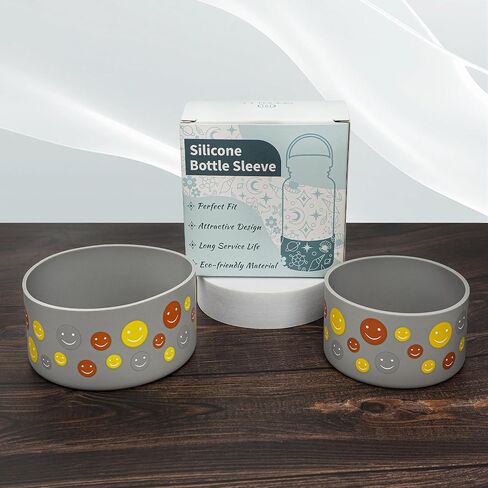 Water Bottle Boot Sleeve, Protective Silicone Boot Compatible with Hydro Flask Water Bottle (1 PC, Smiley Face) in Saudi Arabia