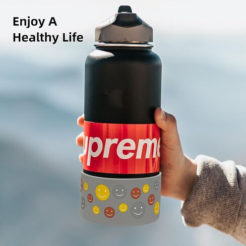 Water Bottle Boot Sleeve, Protective Silicone Boot Compatible with Hydro Flask Water Bottle (1 PC, Smiley Face) in Saudi Arabia