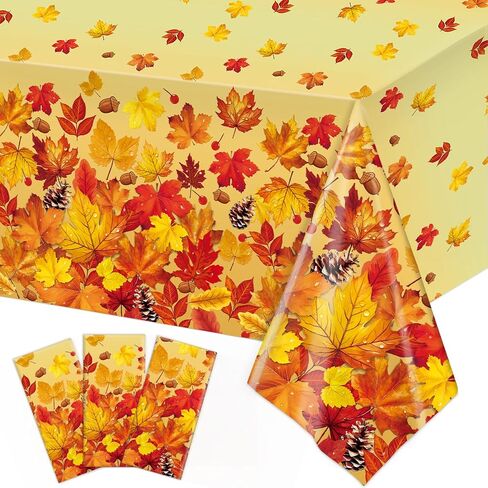 3 Pieces Thanksgiving Tablecloths Fall Maple Leaves Disposable Tablecloth Autumn Harvest Table Cover for Thanksgiving Party Decorations, 54 X 108 Inch in Saudi Arabia