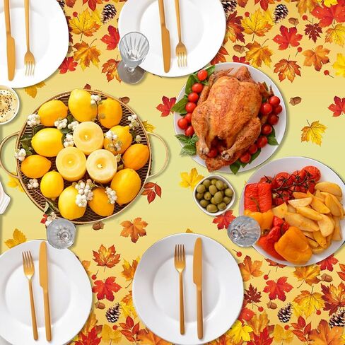 3 Pieces Thanksgiving Tablecloths Fall Maple Leaves Disposable Tablecloth Autumn Harvest Table Cover for Thanksgiving Party Decorations, 54 X 108 Inch in Saudi Arabia